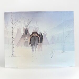 David Vann Native American Winter Camp Print 1981 Ltd Ed Signed‎ #409/1800